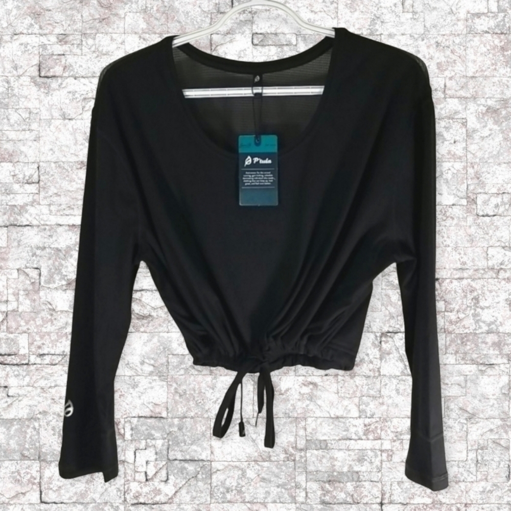 P'tula Molly Women's Top  Size XS Freestyle 3/4 Cinched Waist Baggy Black